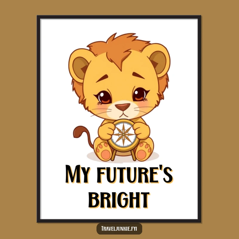 Funny Lion Cub Digital Art: Hilarious Adventure Decor for Any Space