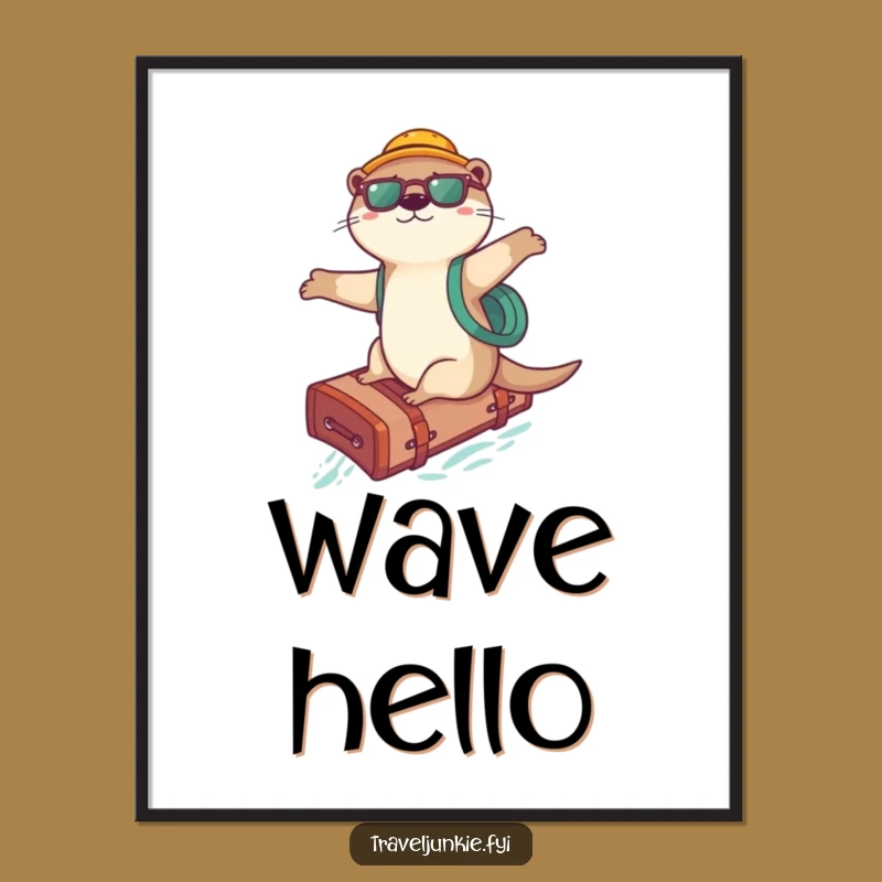 Funny Otter Surfer Digital Art: Playful Rider Decor, Instant Download Gift