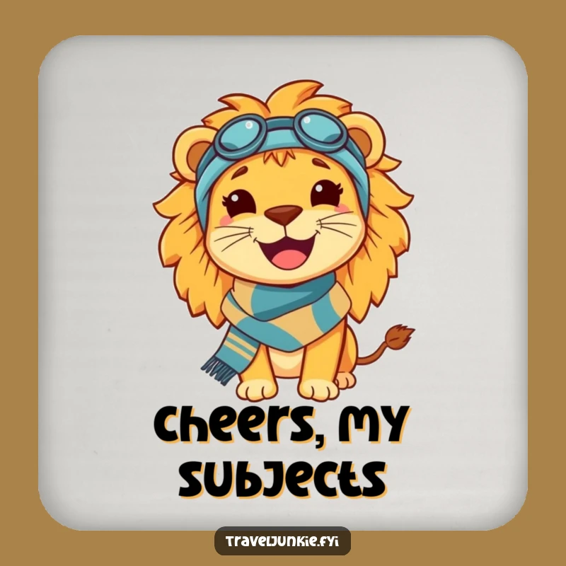 Funny Lion Travel Drink Coaster: Protect Surfaces with a Happy King