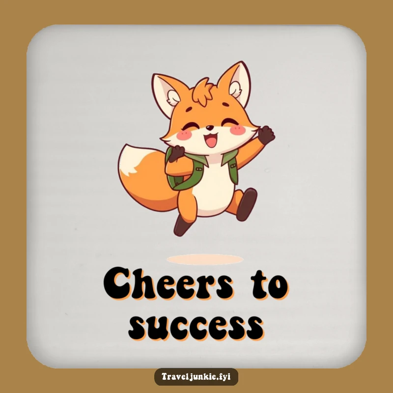 Funny Fox Jump Drink Coaster: Protect Surfaces with a Triumphant Fox