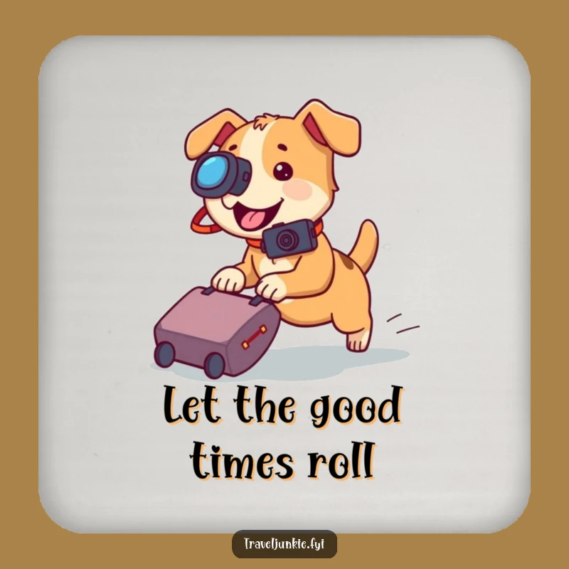 Funny Dog Camera Coaster: Playful Suitcase Chase Protection for Tables