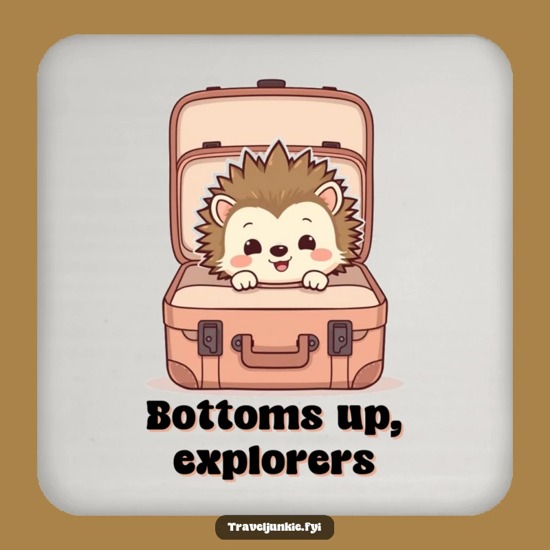 Funny Hedgehog Suitcase Drink Coaster: Protect Surfaces with Quirky Charm