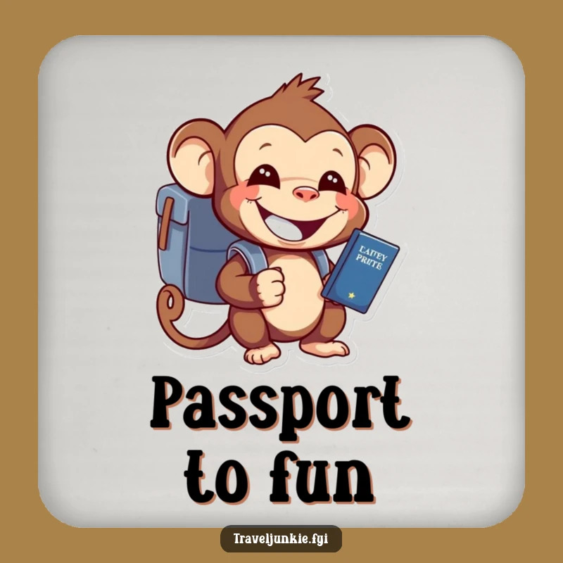 Funny Monkey Passport Drink Coaster A Hilarious Gift For Travel Enthusiasts