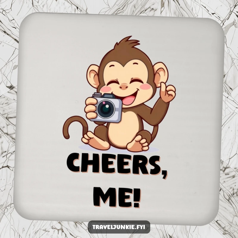 Funny Monkey Selfie Coasters: A set of coasters featuring a giggling monkey taking a selfie, adding playful charm to drinks.