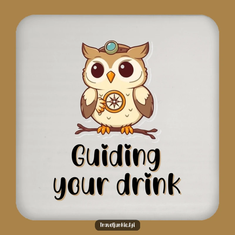 Funny Owl Navigator Coasters: Protect surfaces with a determined bird, ideal funny gift