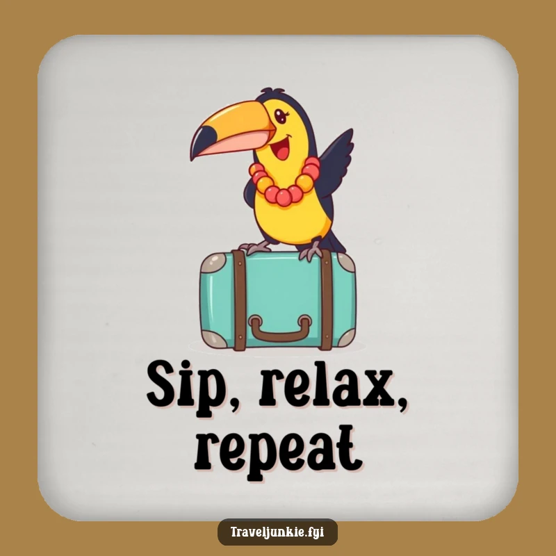 Funny Toucan Lei Coaster Set: Joyful Tropical Barware Gift!