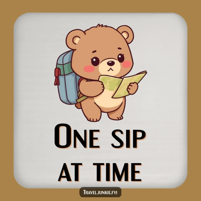 Funny Bear Explorer Coaster - Determined Map Drink Holder for Tables