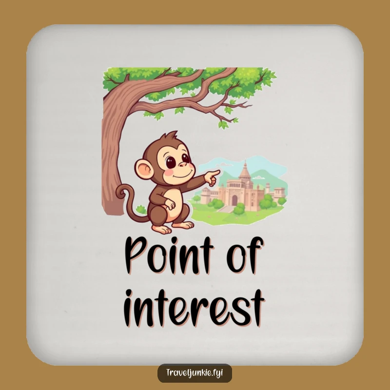 Funny Monkey Pointing Drink Coaster - Explorer Protection & Curious Style