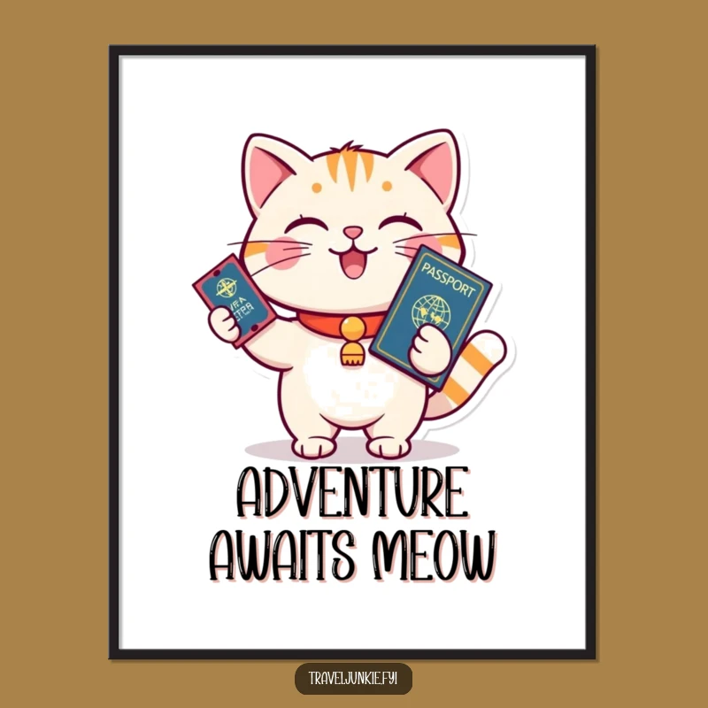 Funny Cat Travel Poster: Ready to Board Art, Perfect Humorous Gift for Walls
