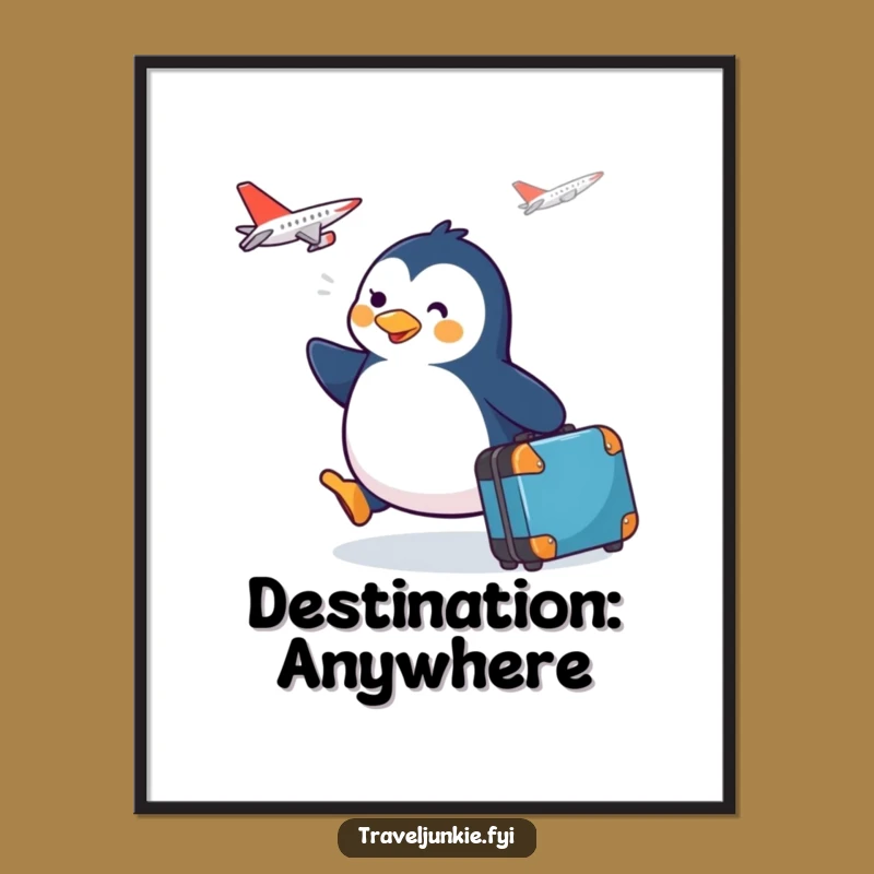 Funny Penguin Flight Poster A Hilarious Piece Of Art For Travelers