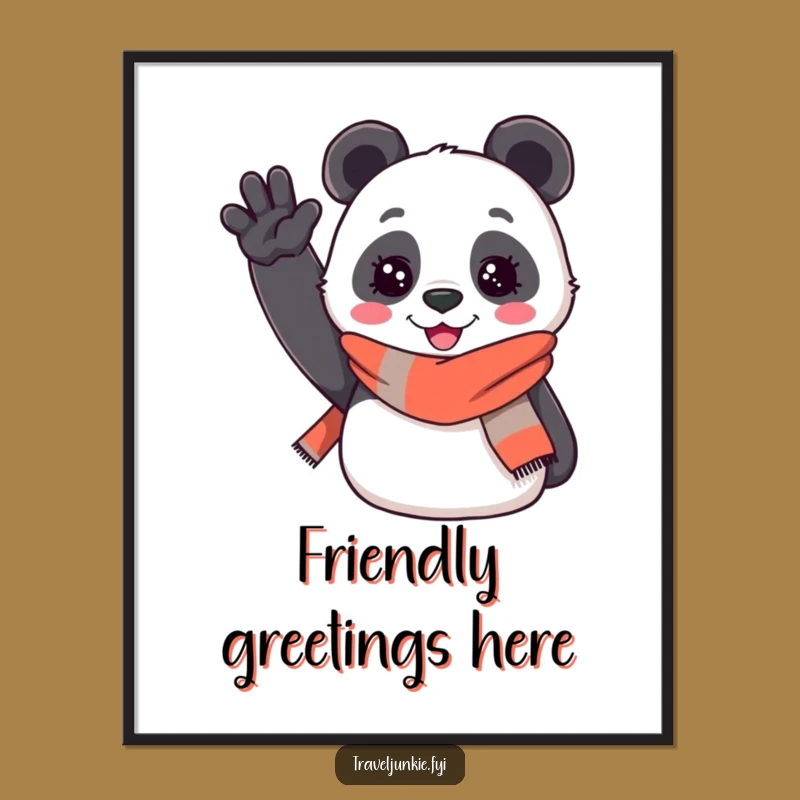 Funny Panda Hello Poster: Cheerful Art for Travel Lovers, Ideal Funny Gift