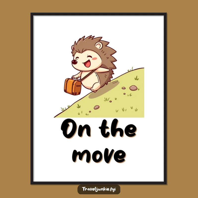 Funny Hedgehog Suitcase Poster: Joyful Traveler Wall Art Gift!