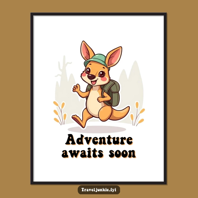 Funny Kangaroo Explorer Poster: Hopping Adventure Art for Walls
