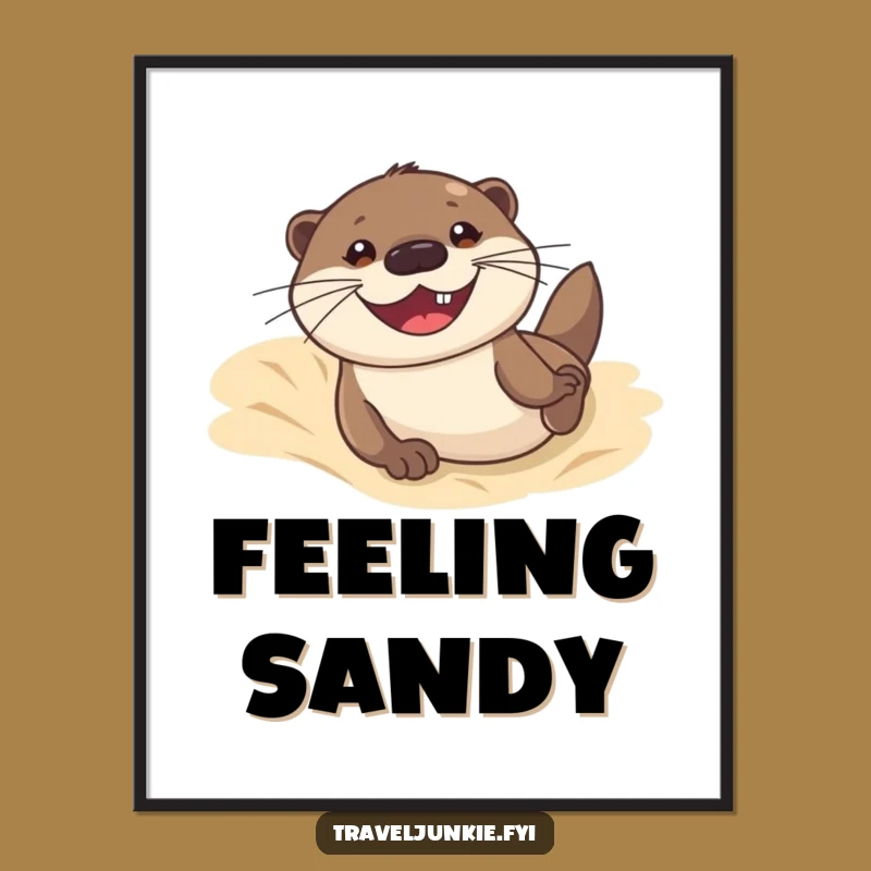 Funny Otter Dune Sliding Poster: Vibrant Wall Art for Beachy Vibes