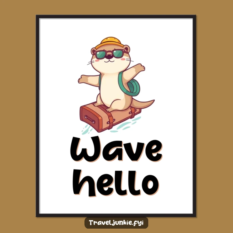 Funny Otter Surfer Poster: Playful Wave Rider Art, Whimsical Gift
