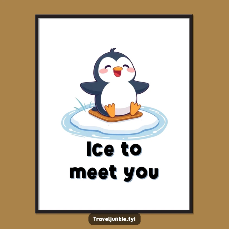 Funny Penguin Lake Slide Poster - Joyful Fun, Perfect Funny Gift