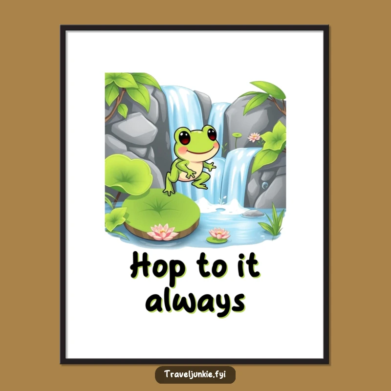 Funny Frog Hopping Poster: Lively Amphibian Art for Wall Decor