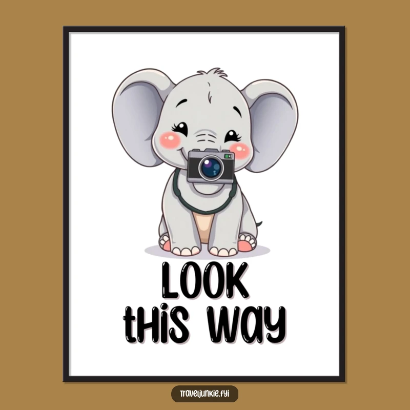 Funny Elephant Photo Pose Poster: Cheerful Art, Perfect Humorous Gift for Walls