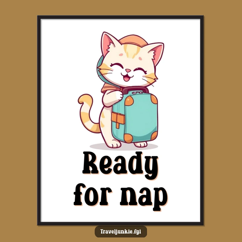 Funny Cat Packing Poster - Playful Character Travel Art Print Gift
