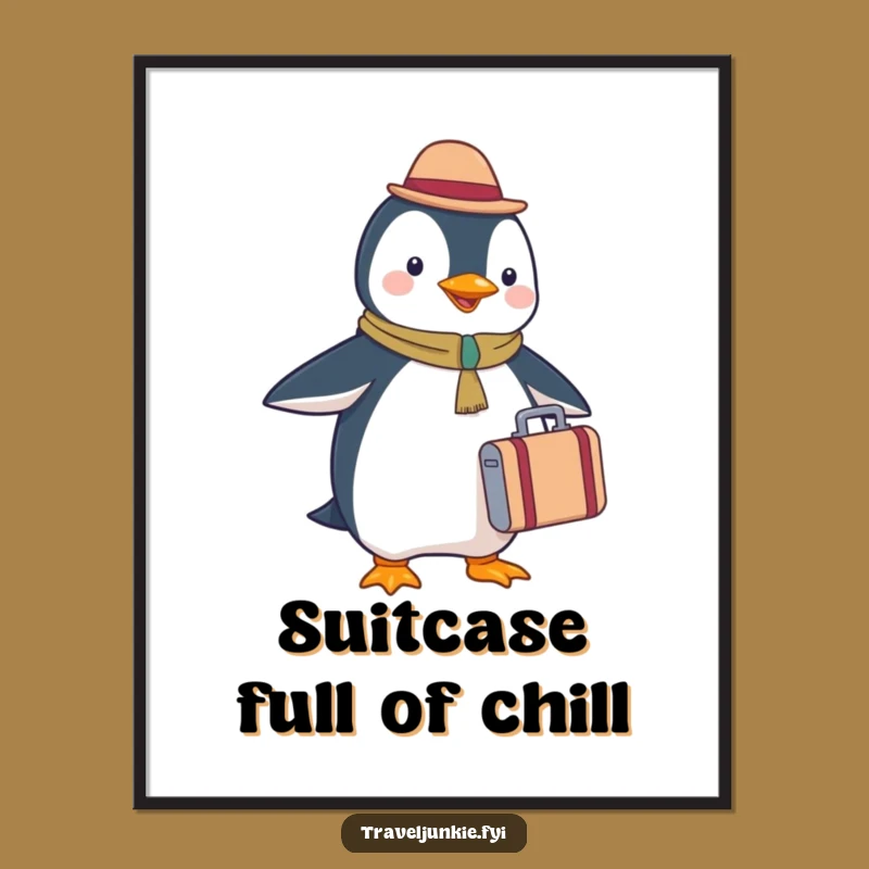 Funny Penguin Tourist Poster - Happy Travels for Your Wall Decor