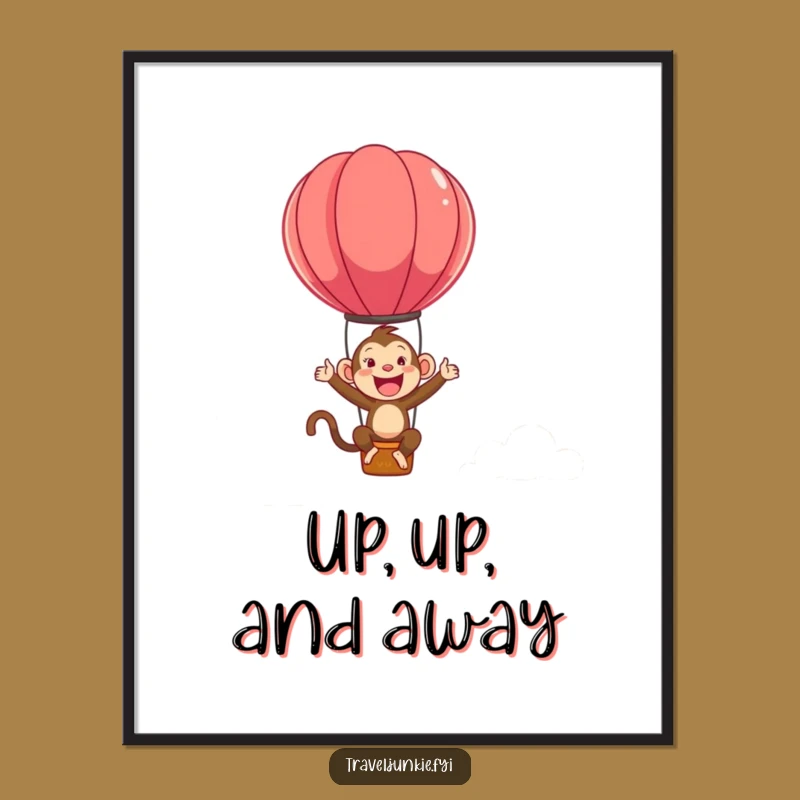 Funny Monkey Hot Air Balloon Poster - Ecstatic Bounce, Perfect Funny Gift