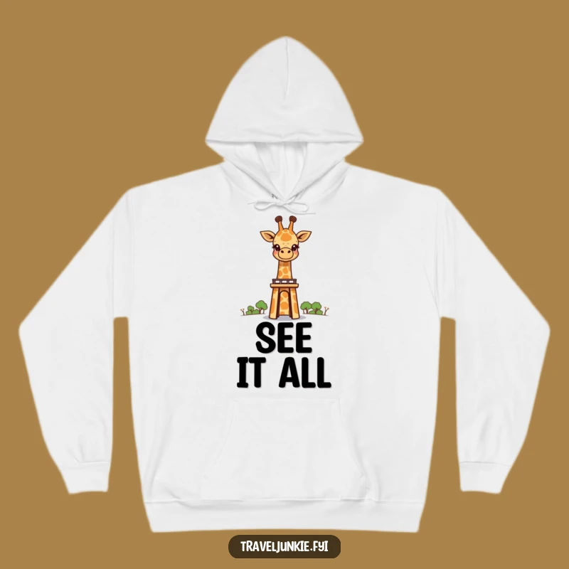 Funny Giraffe Landmark Hoodie: Cozy & Curious Animal Apparel Gift