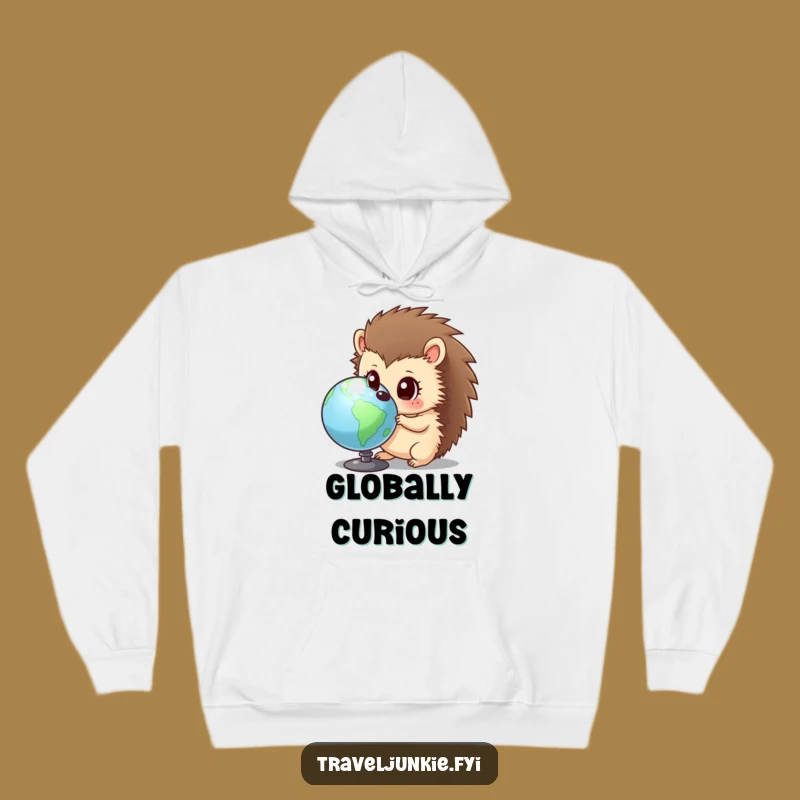 Funny Hedgehog Globe Hoodie - Curious Explorer Design for Cozy Learning