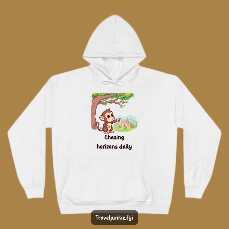 Funny Monkey Pointing Hoodie - Cozy Explorer Comfort & Curious Gift