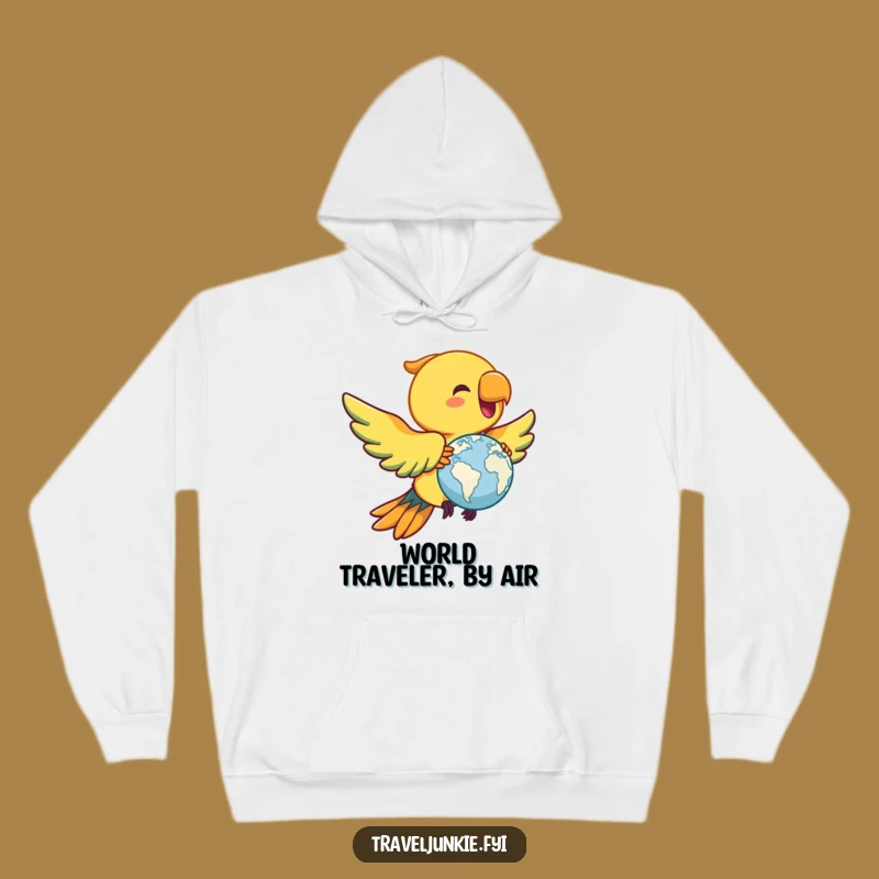 Funny Parrot Globe Hoodie: Stay Cozy & Funny on Your Travels!