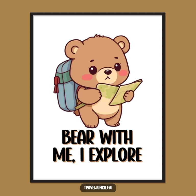 Funny Free Printable Wall Art: Bear Explorer's Journey, Quirky Downloadable Decor