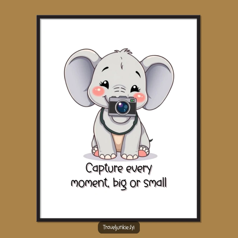 Free Printable Elephant Wall Art: Cheerful Pose Decor