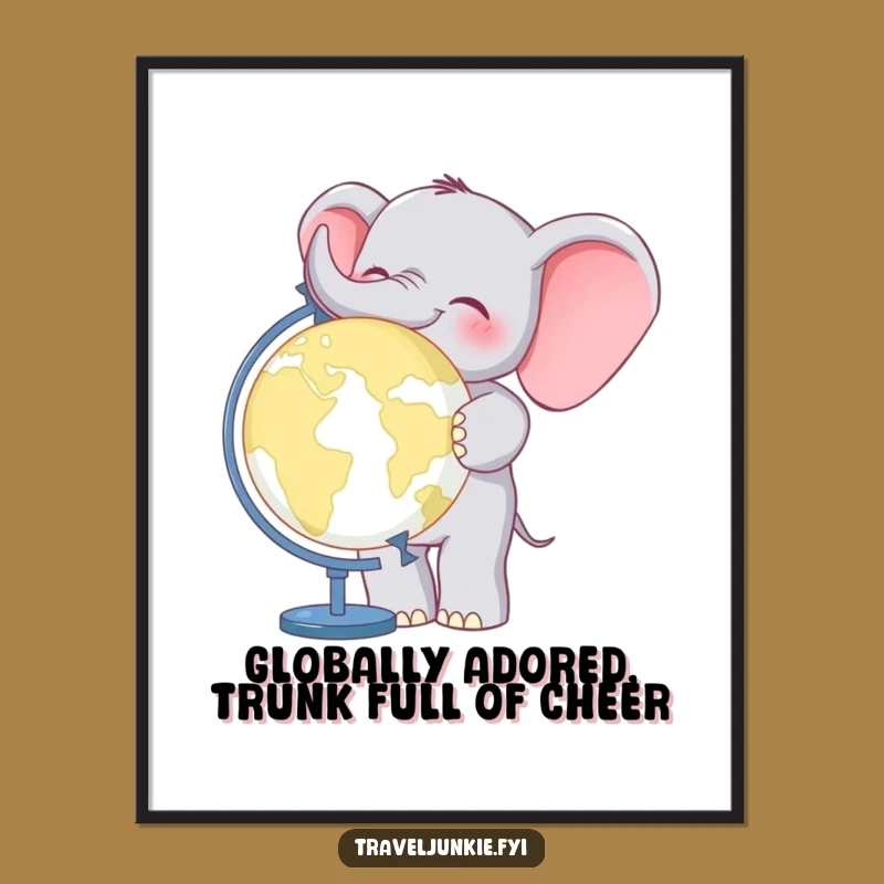 Free Printable Elephant Globe Wall Art - Funny Downloadable Decor for the Curious & Adventurous