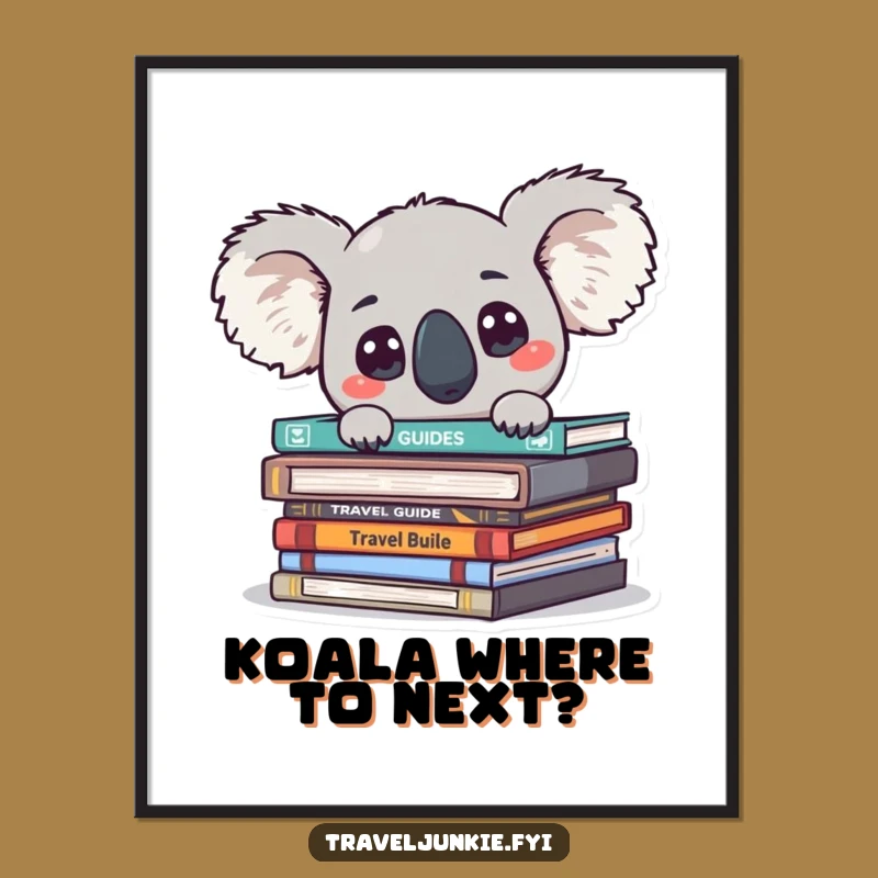Free Printable Koala Travel Art Poster: Funny Downloadable Wall Decor