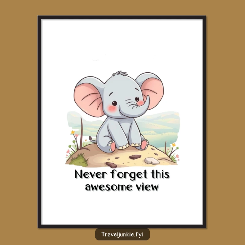 Funny Free Printable Elephant Wall Art: Hilltop View, Hilarious Downloadable Art