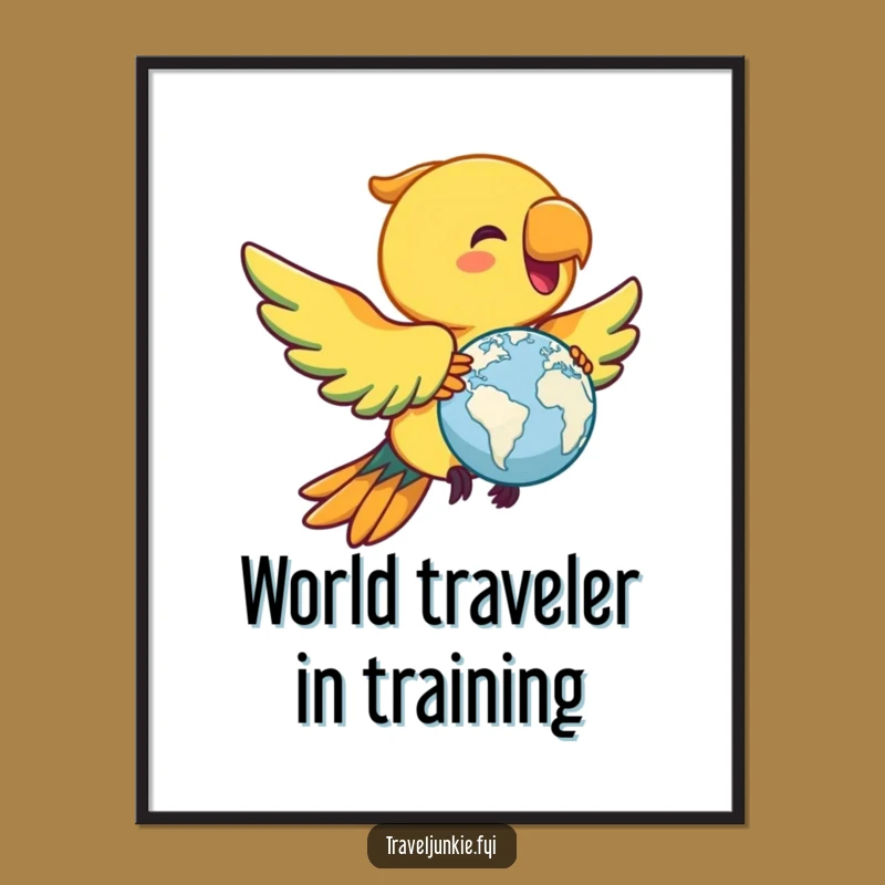 Funny Free Printable Parrot Wall Art: Whimsical World Flyer Downloadable Decor