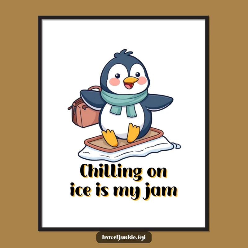 Funny Free Printable Penguin Wall Art: Sliding Travel Bag, Hilarious Downloadable Art