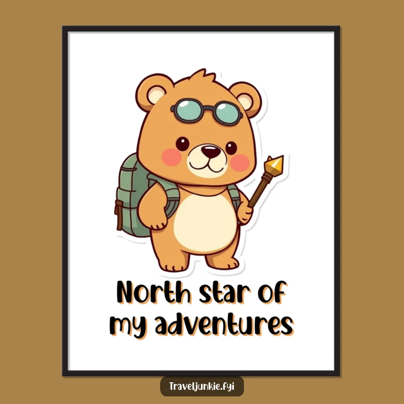 Funny Free Printable Wall Art: Determined Bear Hiking For Downloadable Decor