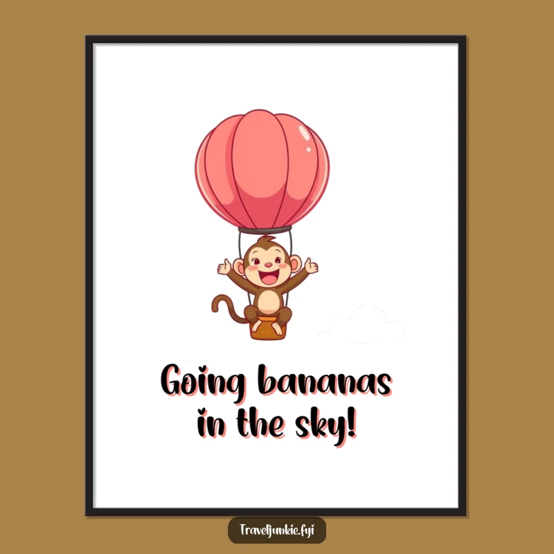 Funny Free Printable Wall Art: Ecstatic Monkey Ballooning - Downloadable Decor