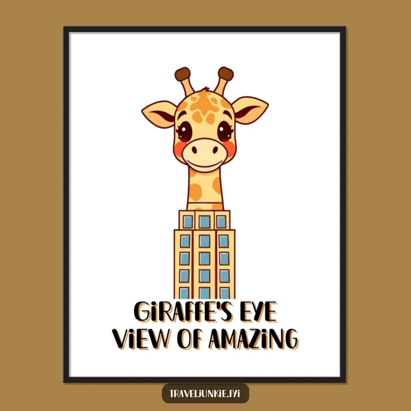 Funny Free Printable Wall Art: Giraffe's Cityscape Panorama