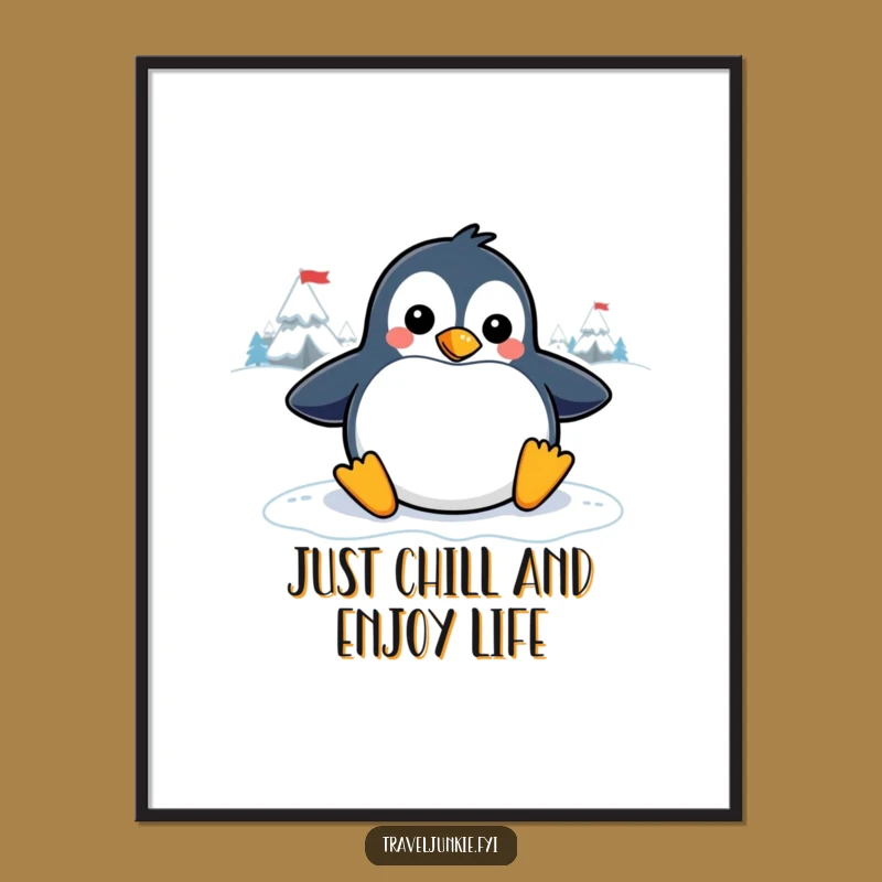 Funny Free Printable Wall Art: Penguin's Joyful Icy Adventure