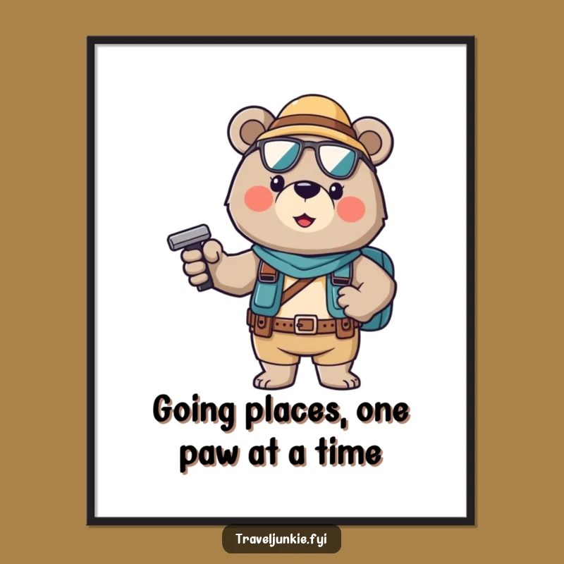 Funny Free Printable Bear Tourist Wall Art Downloadable Home Decor