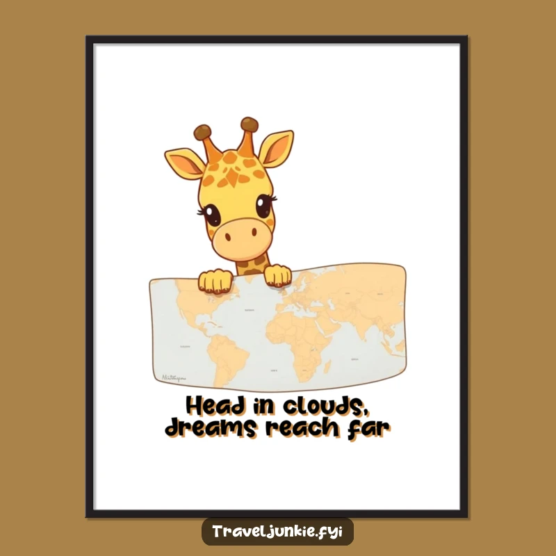 Free Printable Giraffe Map Wall Art - Funny Downloadable Decor for the Adventurous Soul