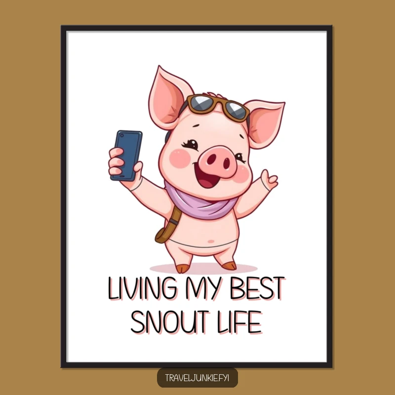 Funny Free Printable Piglet Selfie Wall Art Downloadable Decor