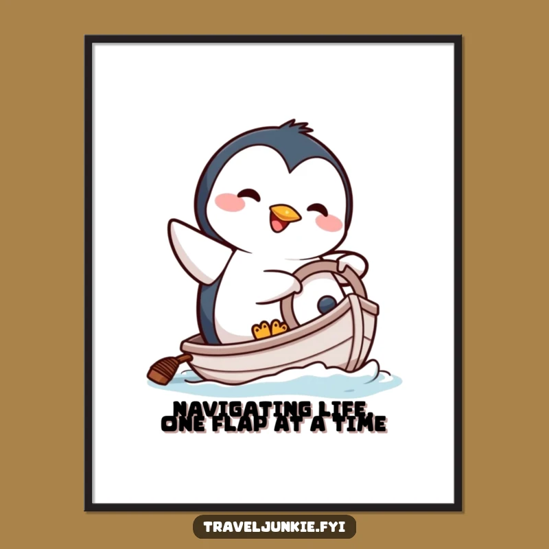 Free Printable Wall Art: Comical Penguin Steering Funny Downloadable Decor