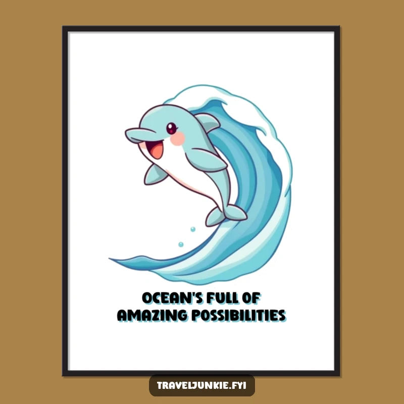 Funny Free Printable Wall Art: Dolphin's Oceanic Celebration