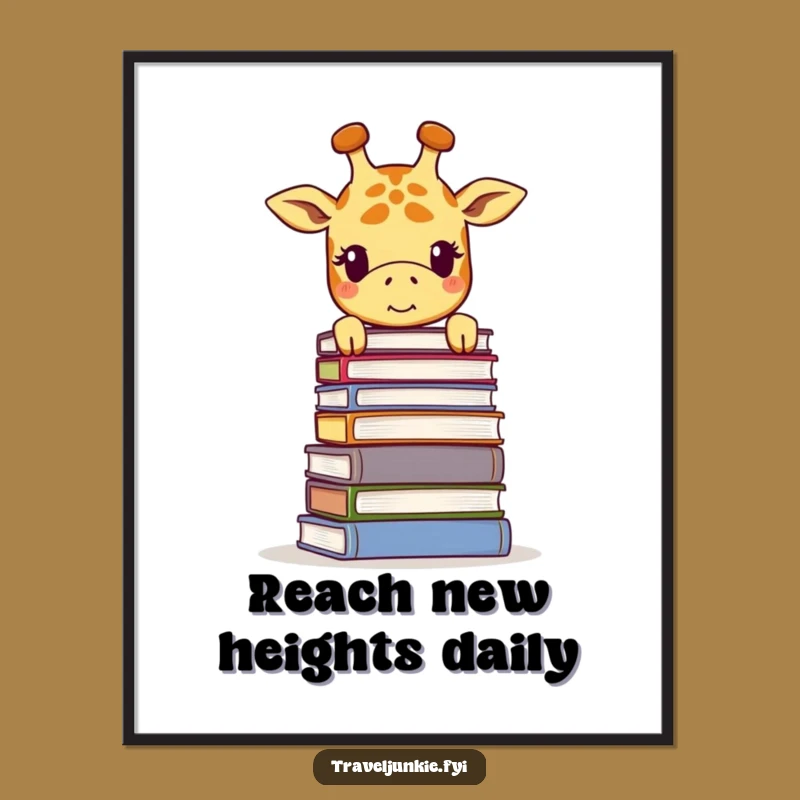 Funny Free Printable Wall Art: Giraffe Books Downloadable Decor