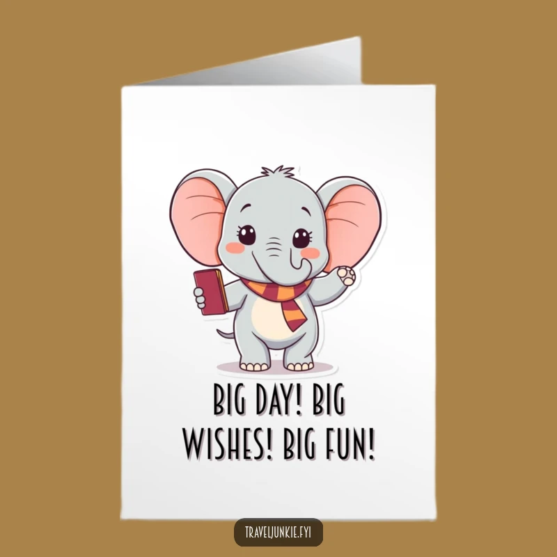 Free Printable Elephant Birthday Card: Funny Farewell Adventure Downloadable Gift