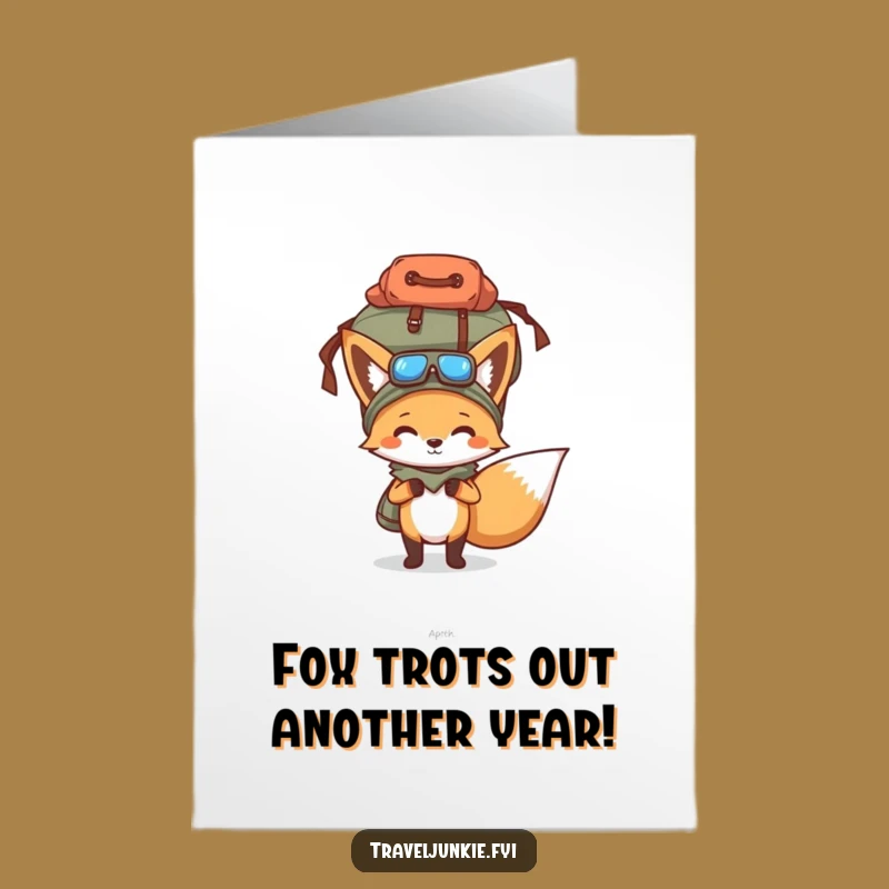 Free Printable Birthday Card: Funny Fox With Overloaded Bag, Perfect Downloadable Gift