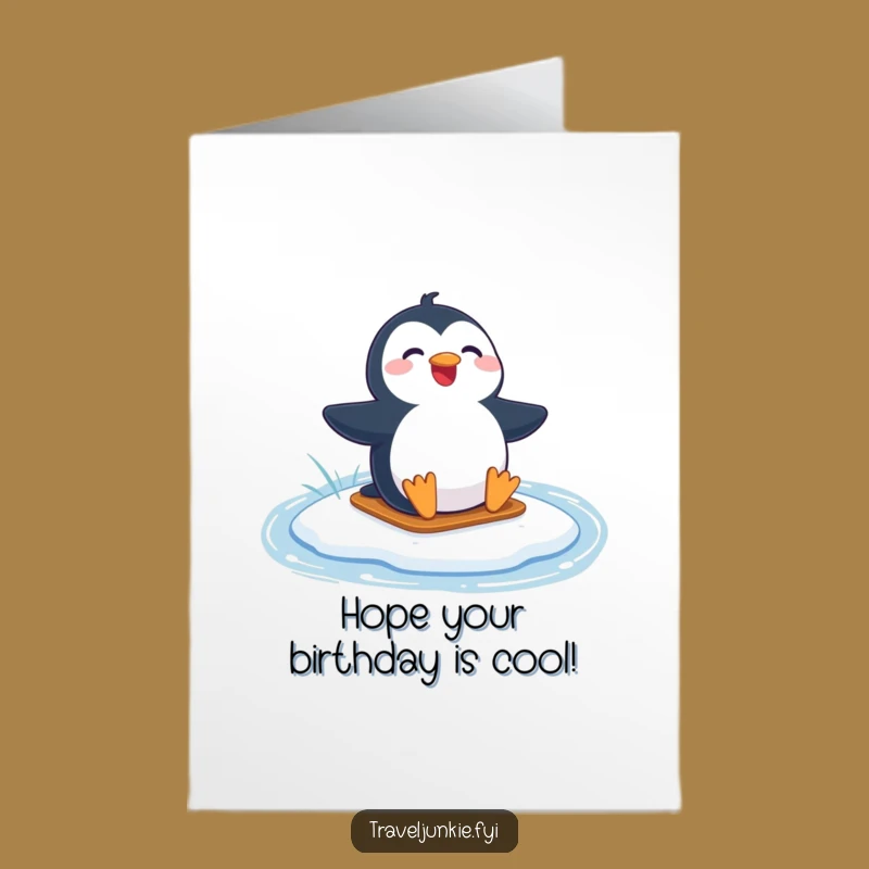 Free Printable Birthday Card: Penguin Ice Slide Fun - Hilarious Downloadable Gift