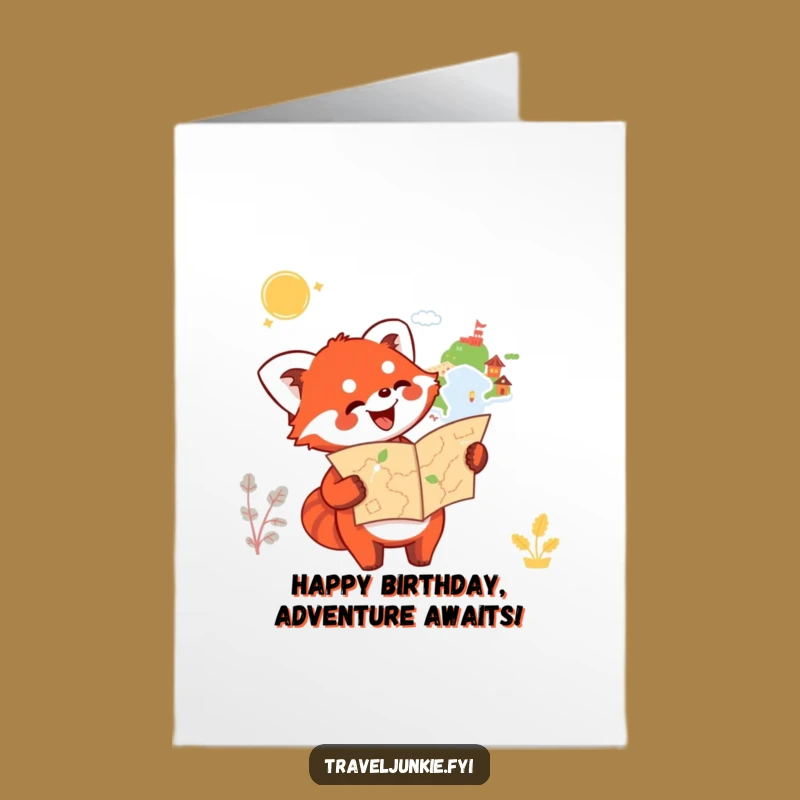 Free Printable Birthday Card: Red Panda's Adventure for Your Big Day